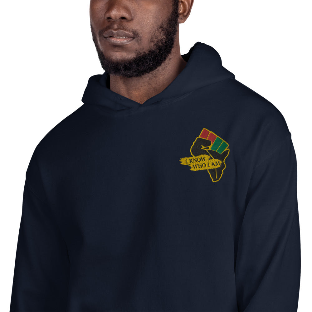 Embroidered Africa Unisex Pullover Hoodie. Everyone needs a cozy go-to hoodie to curl up in, so go for one that's soft, smooth, and stylish. It's the perfect choice for cooler evenings! Available for both men & women.  • 50% cotton, 50% polyester  • Double-lined hood • Double-needle stitching throughout  • Air-jet spun yarn with a soft feel and reduced pilling • 1x1 athletic rib knit cuffs and waistband with spandex • Front pouch. pocket