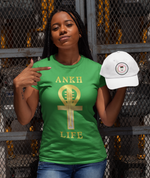 Special Embroidered Patch Ankh Life design Unisex tee 4.5 oz. (US) 7.5 oz (CA), 100% preshrunk ring spun cotton/polyester t-shirt, semi-fitted, high stitch density, seamless double needle 3/4" collar, taped neck and shoulders, rolled forward shoulders, double needle sleeve and bottom hems, quarter-turned to eliminate center crease.