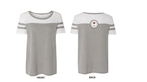 
                  
                    Load image into Gallery viewer, Women&amp;#39;s Vintage 50/50 Jersey Stadium Tee 4.4 oz, 50/50 cotton/polyester, 20 singles, Relaxed fit, Open neckline with vintage athletic detailing on sleeves, seam across chest, clean, contemporary color blocking.
                  
                