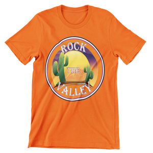 
                  
                    Load image into Gallery viewer, Special Embroidered Patch Valley design Unisex T-shirt 4.5 oz 7.5 (U.S) 100%   preshrunk ring spun cotton/polyester t-shirt, semi fitted, high stitch density, seamless double needled 3/4&amp;quot; collar, taped neck and shoulders, double needled sleeve and bottom hems.
                  
                