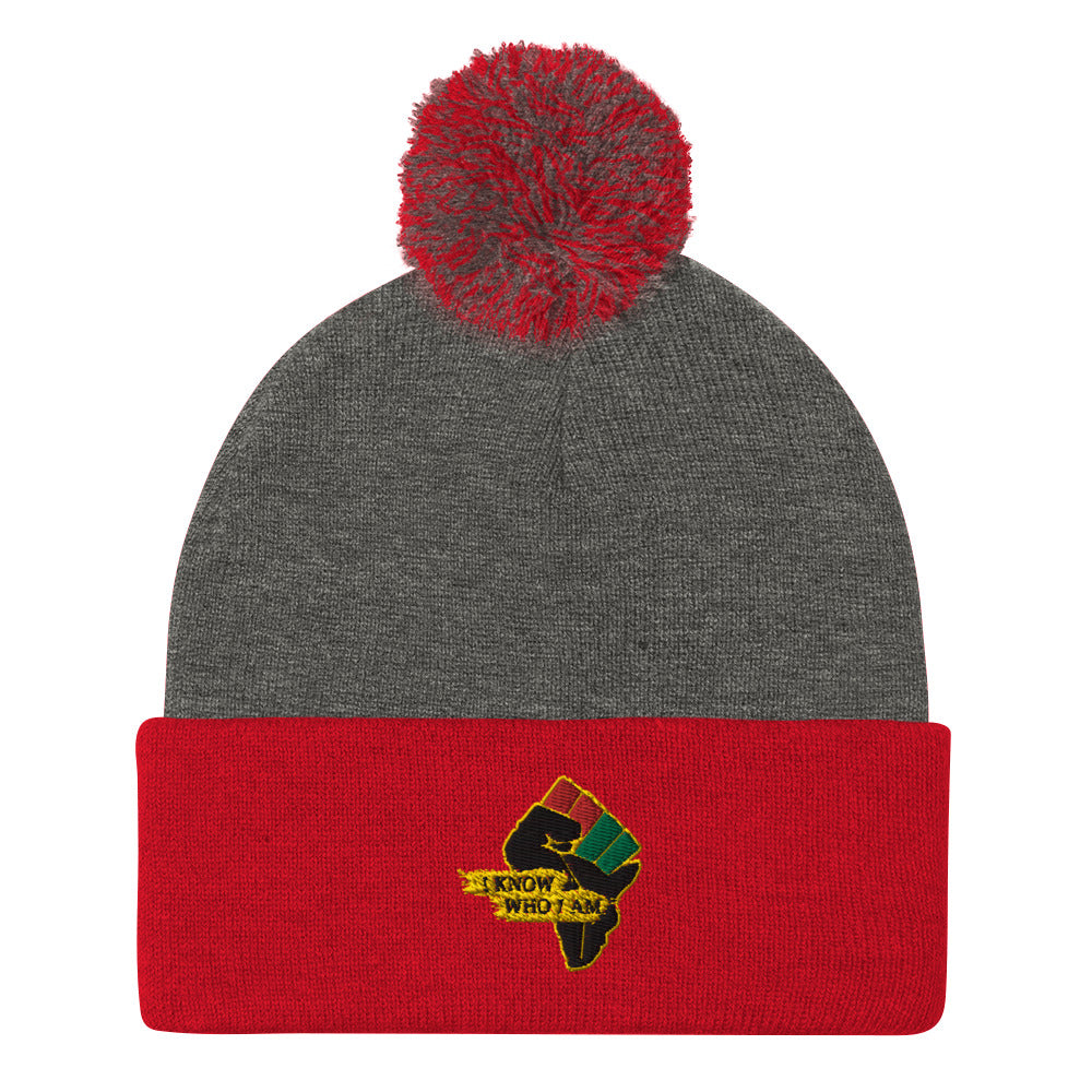
                  
                    Load image into Gallery viewer, Expand your wardrobe with a classic embroidered beanie. Finished with a pom-pom on top, it offers tons of warmth and comfort, and is destined to find its way into all your favorite cold-weather looks.  • 100% acrylic • One size fits all • 12&amp;#39;&amp;#39; (30.5 cm) knit • Fold-over 3&amp;#39;&amp;#39; (7.6 cm) cuff • Pom-pom on top
                  
                