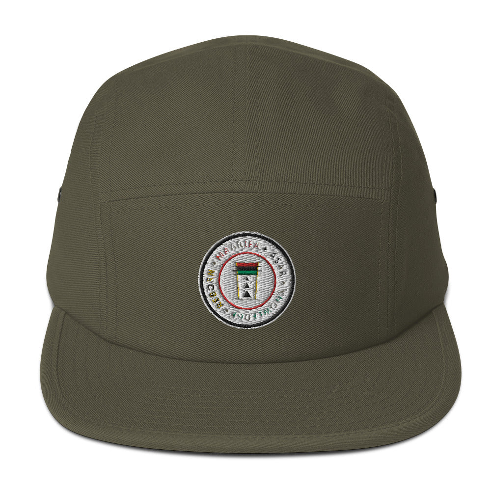 This camper style five panel cap has a low profile and nylon strap clip closure. Comfortable and classic!  • 100% cotton • Soft-structured  • Five panel  • Low profile • Metal eyelets • Nylon strap clip closure