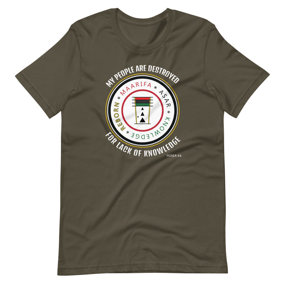 
                  
                    Load image into Gallery viewer, MA61: Knowledge Scripture design Short-Sleeve Unisex T-Shirt $35
                  
                