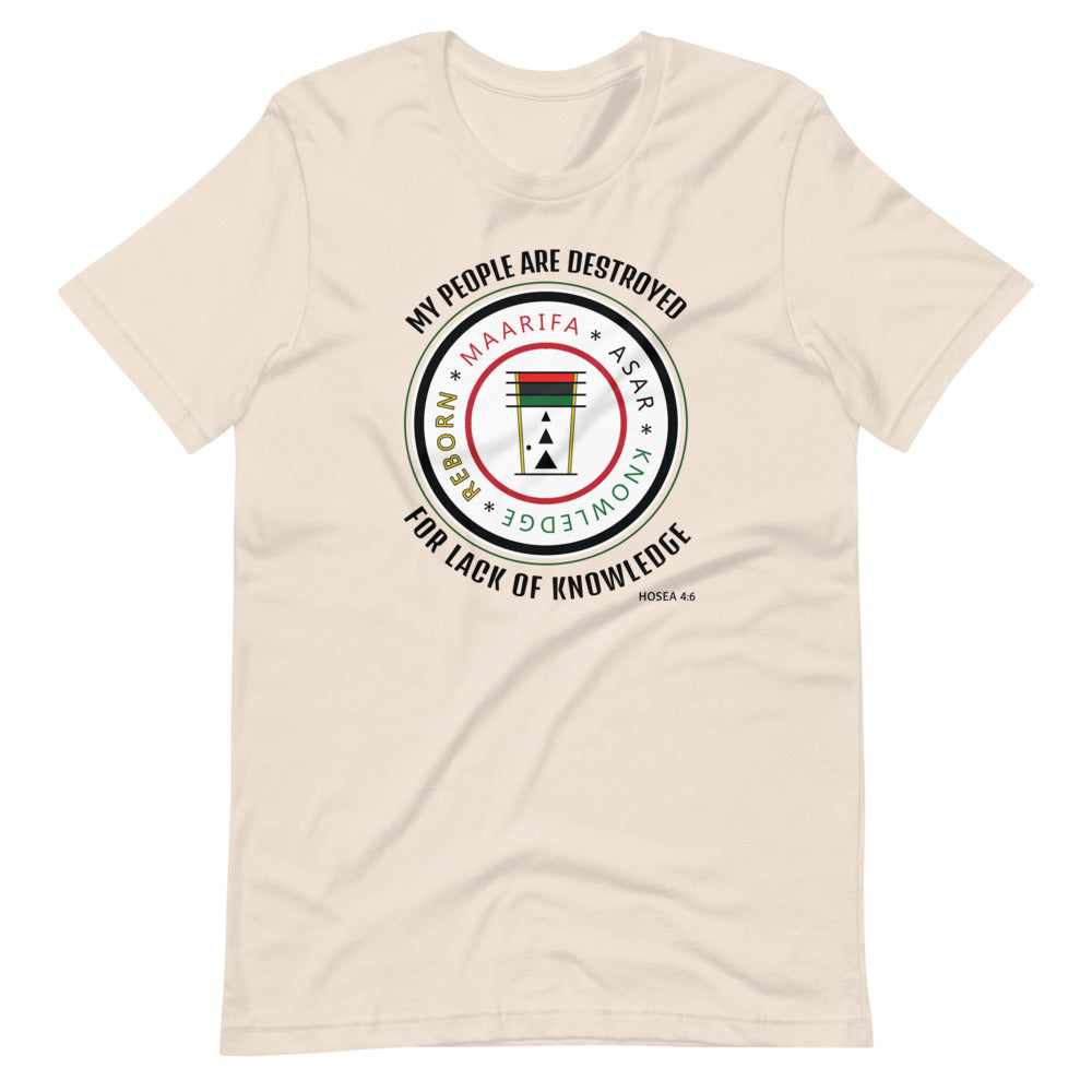 
                  
                    Load image into Gallery viewer, MA62: Knowledge Scripture design (COLORS) Short-Sleeve Unisex T-Shirt $35
                  
                